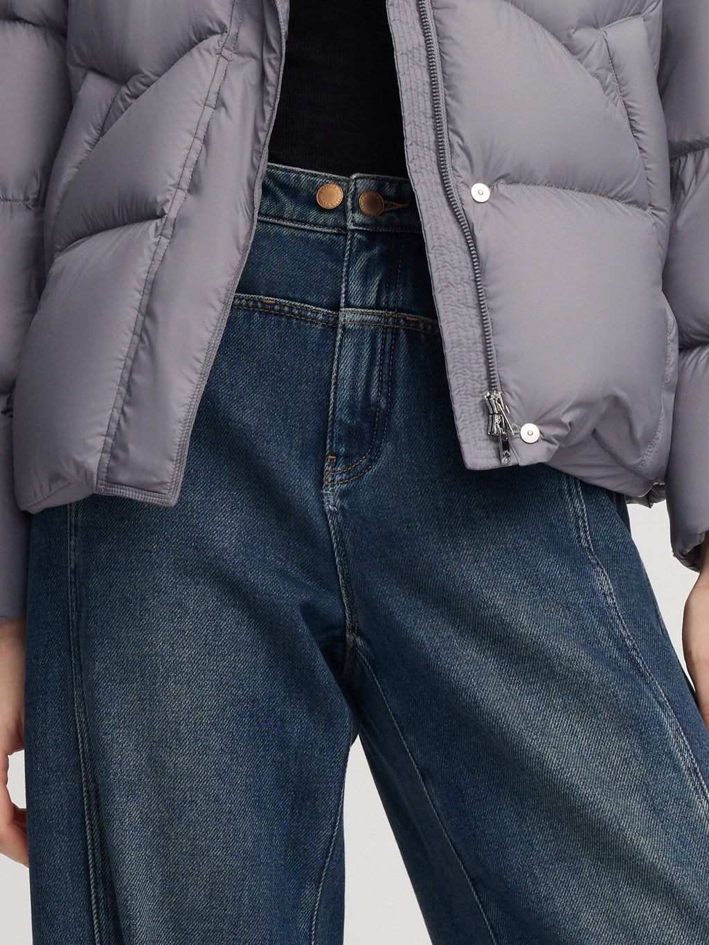 100% Cotton Brushed Denim Straight Wide Leg Women Jeans