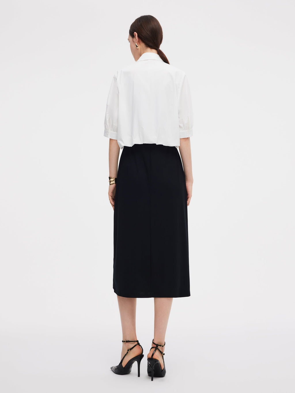 100% Cotton Shirt And Sleeveless Midi Dress Two-Piece Set