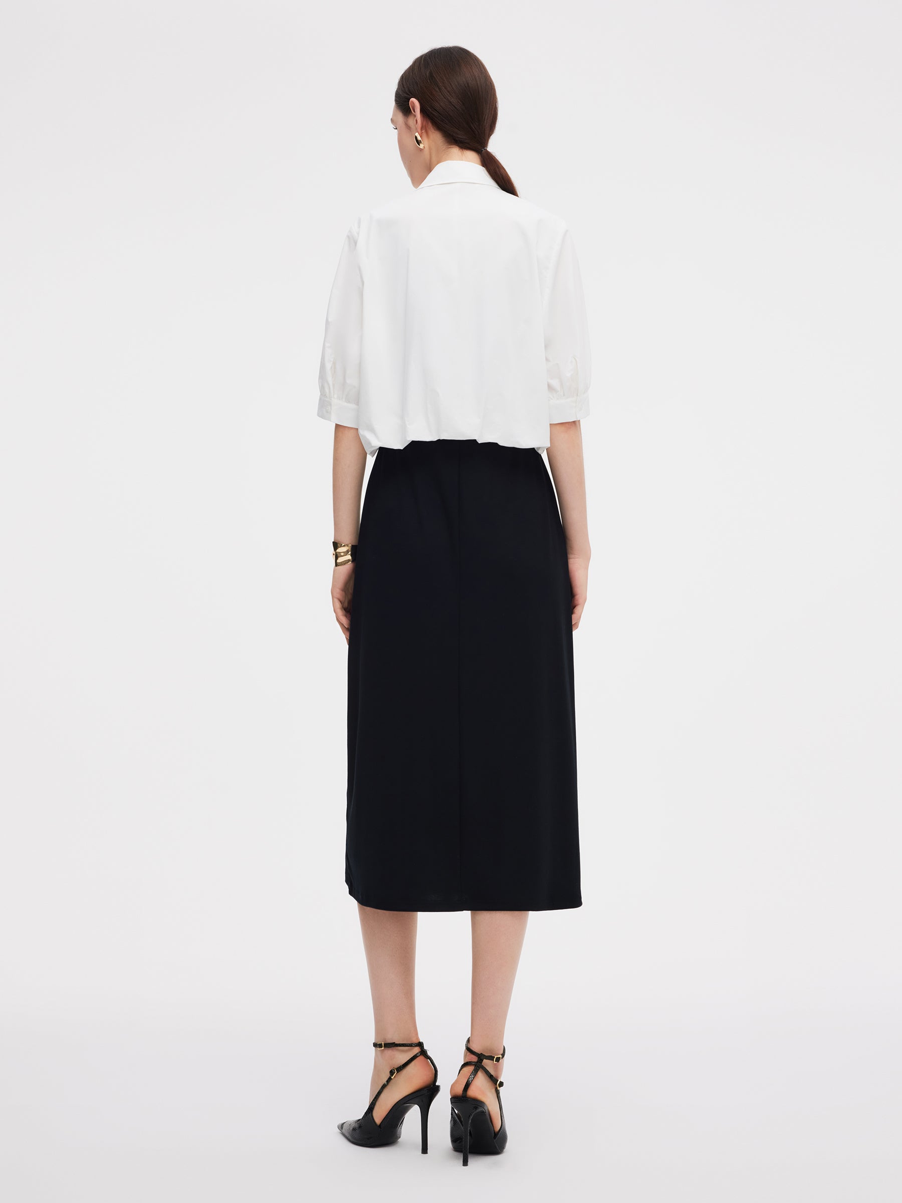 100% Cotton Shirt And Sleeveless Midi Dress Two-Piece Set