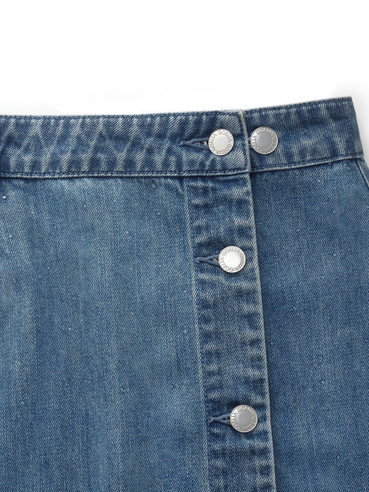 100% Cotton Denim Glitter Adjustable Waist Women Skirt