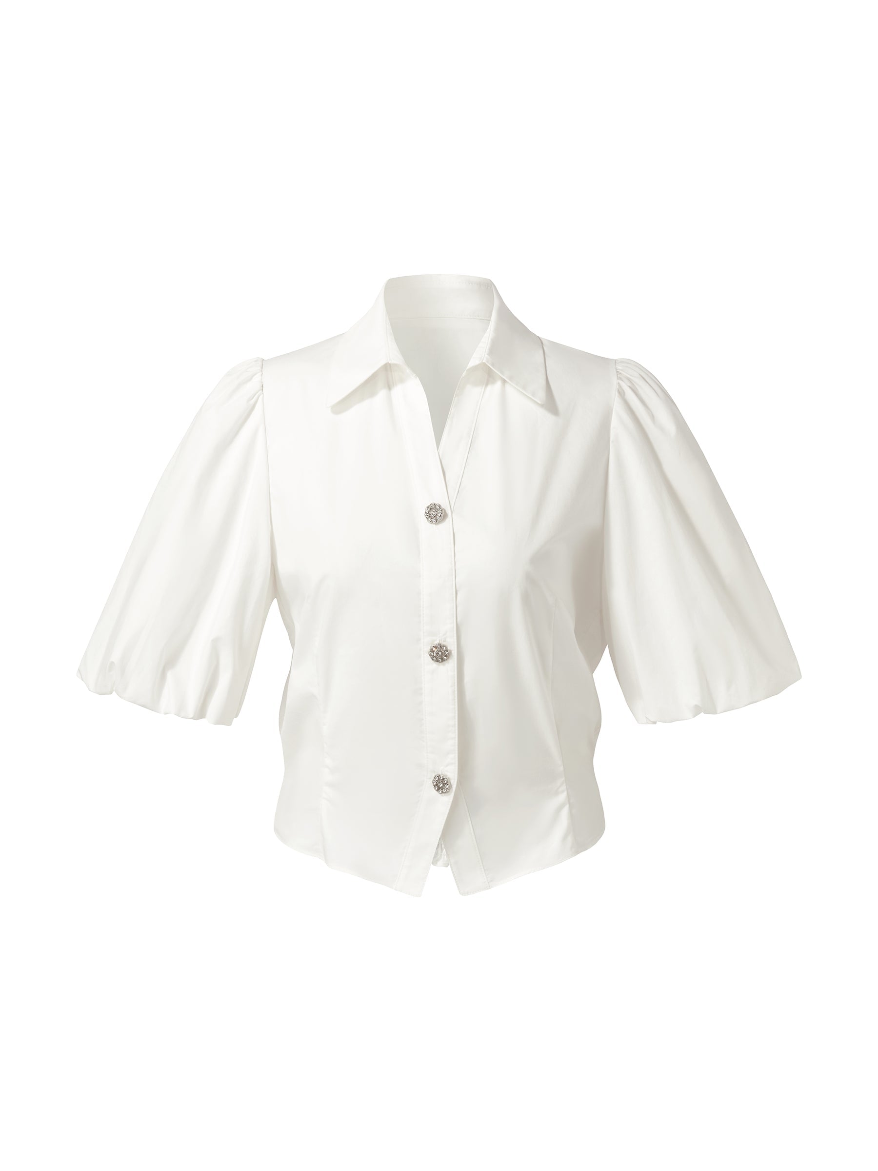 100% Cotton Puff Sleeve Women Shirt