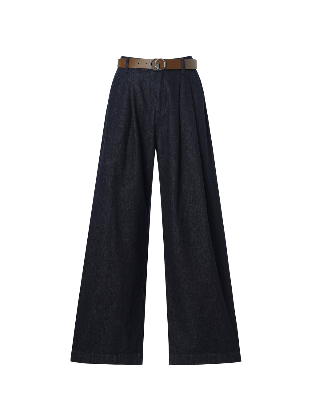 100% Cotton Denim Wide Leg Women Jeans With GO Letter Belt