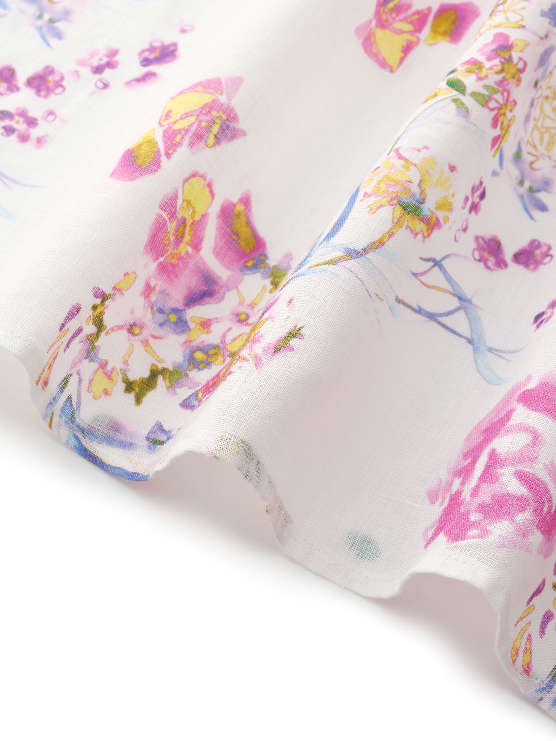 100% Linen Rose Print Women A-Line Skirt