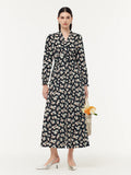 100% Cotton Floral Print Stretch Gathered Waist Women Maxi Dress