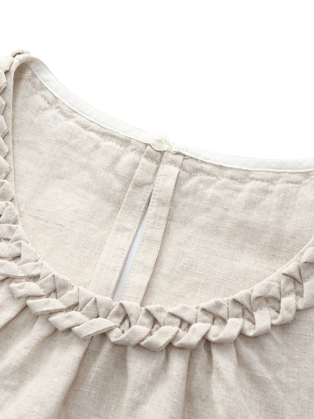100% Linen Braided Neck Tank Top And Pants Two-Piece Set With Beaded Belt