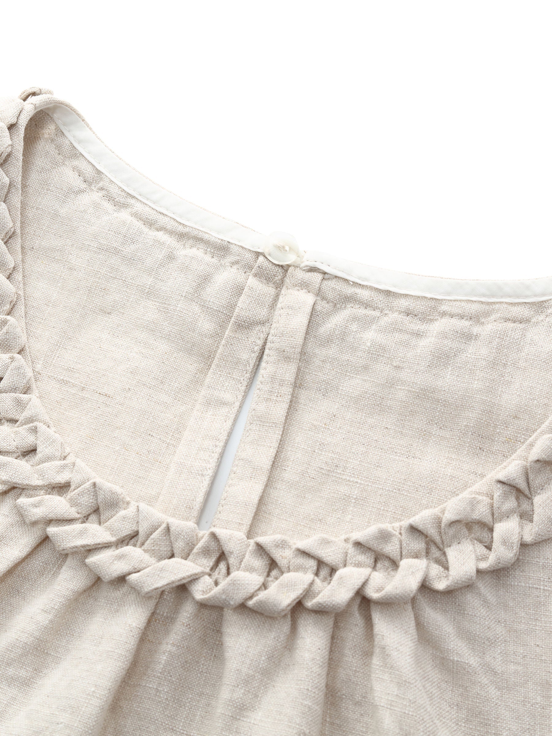100% Linen Braided Neck Tank Top And Pants Two-Piece Set With Beaded Belt