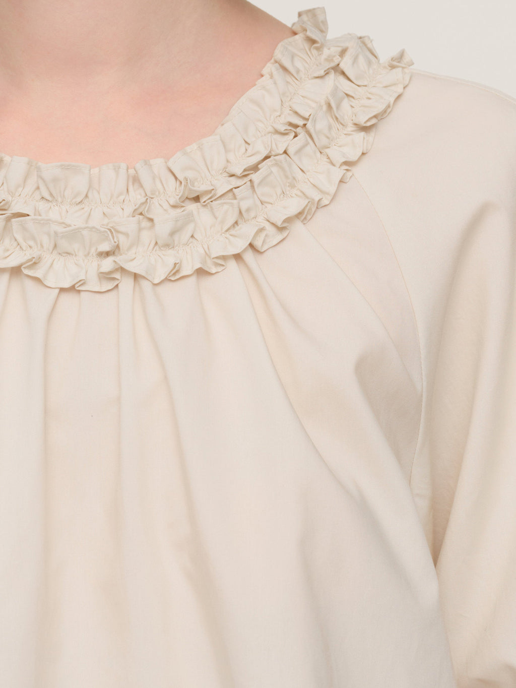 100% Cotton Ruffle Round Neck Top And A-Line Skirt Two-Piece Set