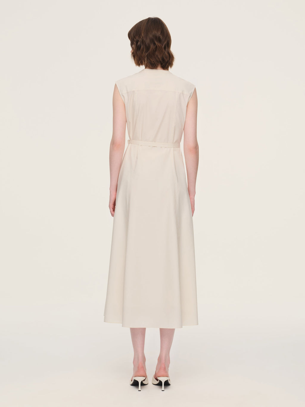 100% Cotton Gather-waisted Women Sleeveless Maxi Dress With Two Belts