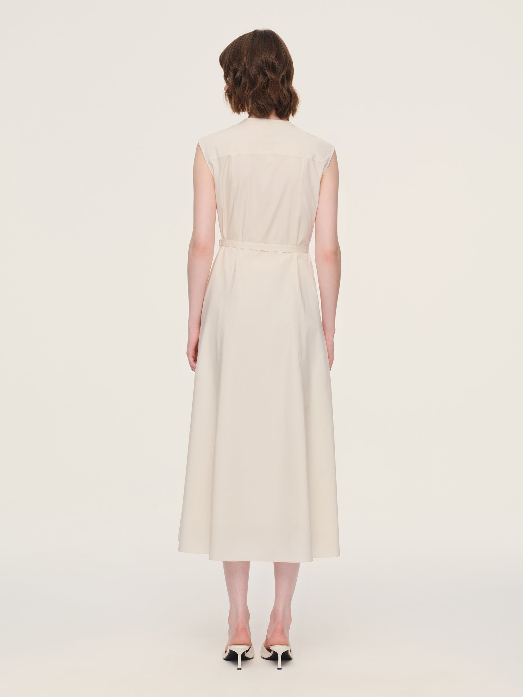 100% Cotton Gather-waisted Women Sleeveless Maxi Dress With Two Belts