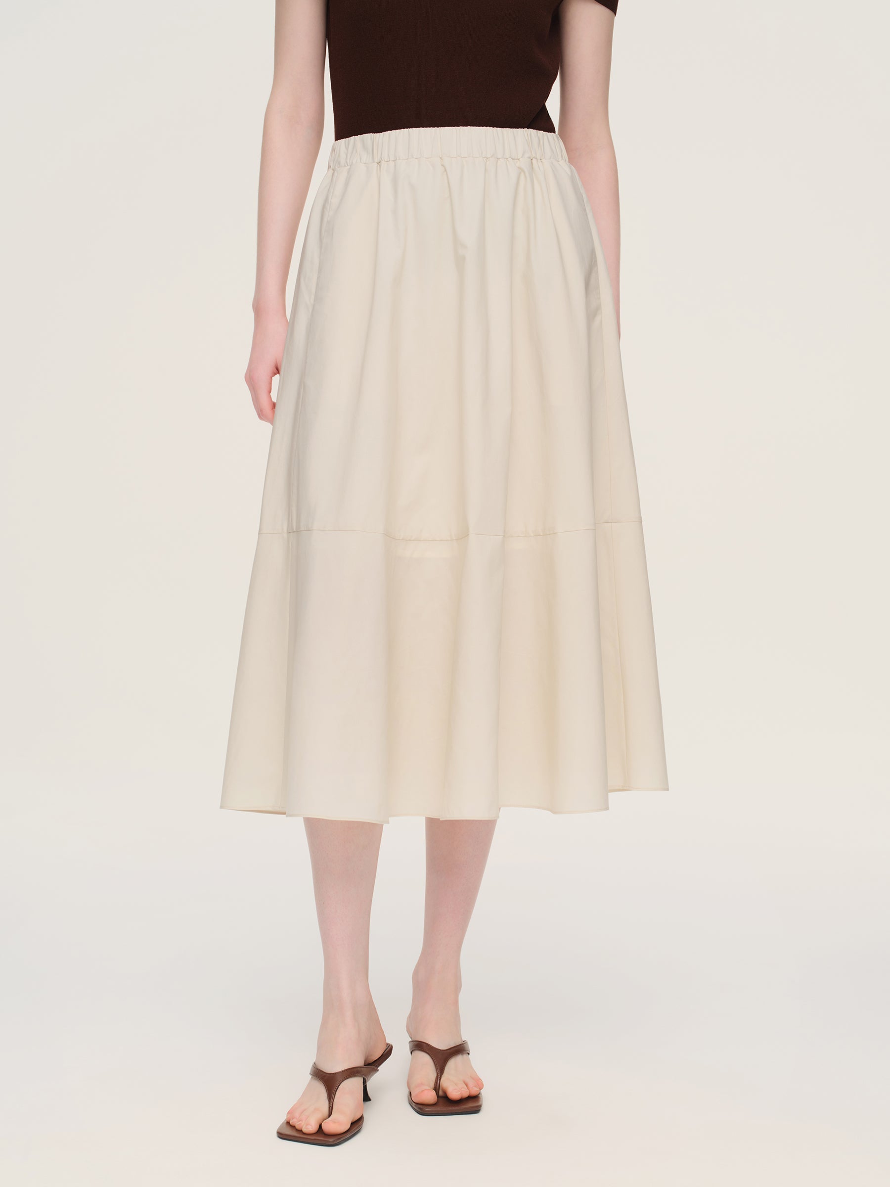 100% Cotton Ruffle Round Neck Top And A-Line Skirt Two-Piece Set