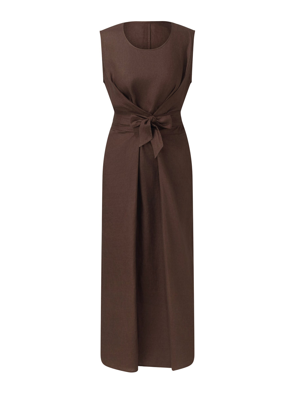 100% Linen Twist Front Women Sleeveless Maxi Dress