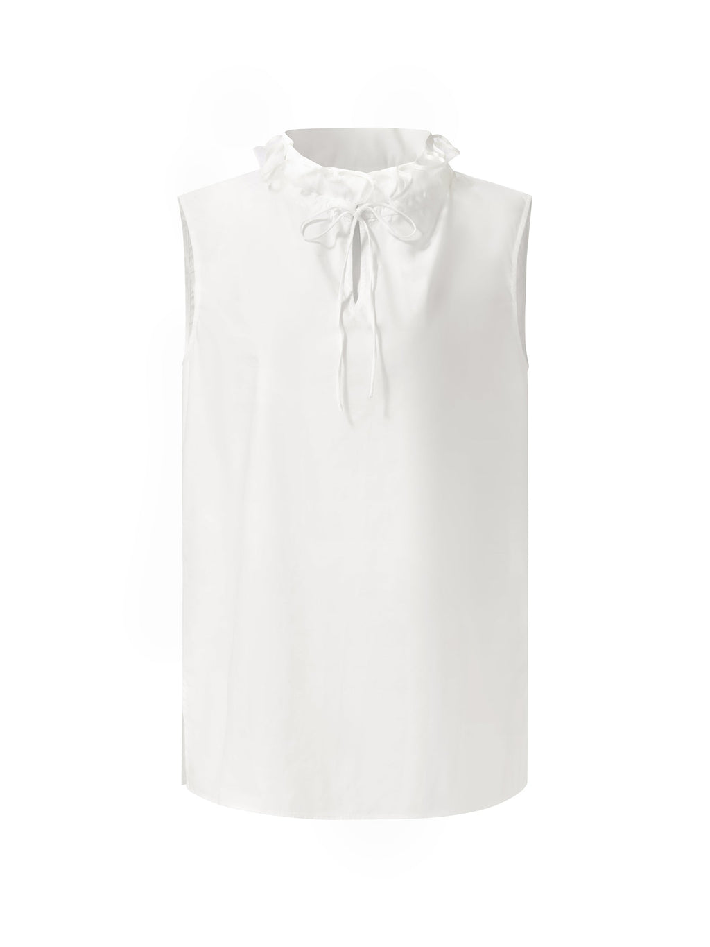 100% Cotton Ruffled Collar Women Sleeveless Blouse